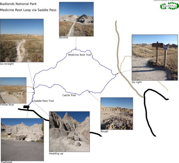 Trail map - Medicine Root Loop via Saddle Pass