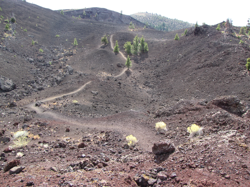 Trail crossing a crater