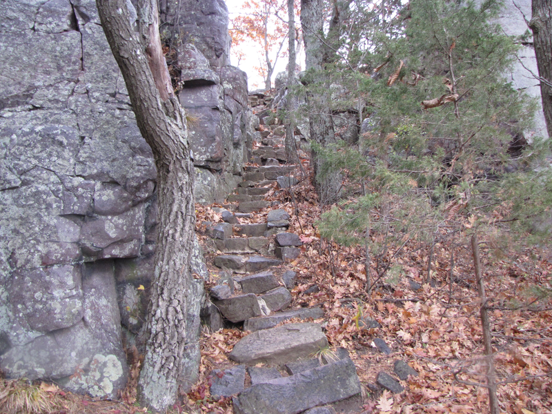 Stairway back up to the East Bluff Trail