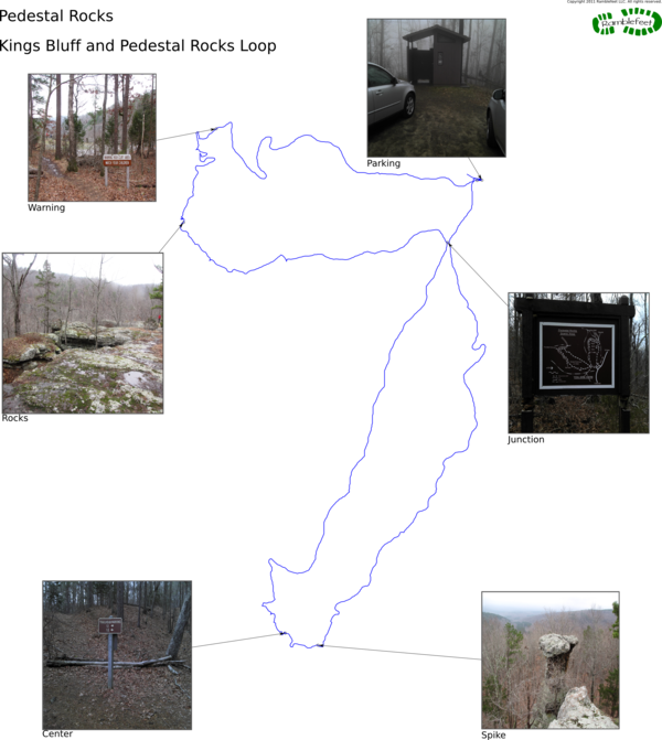 Trail map - Kings Bluff and Pedestal Rocks Loop