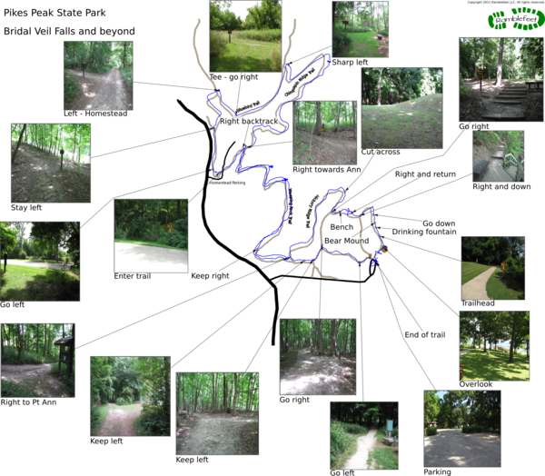 Trail map - Bridal Veil Falls and beyond